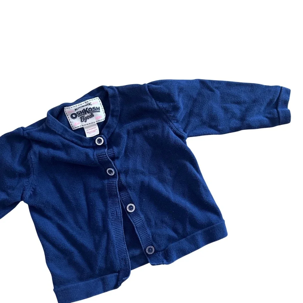 OshKosh B'gosh Baby Girls‎ Navy Blue Cardigan Sweater 12 Months Cotton